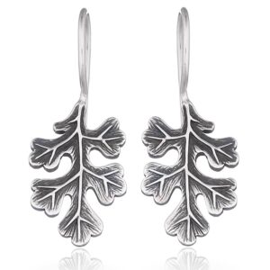 A pair of oak leaf oxidized 925 silver earrings