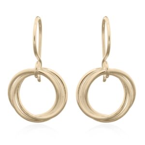 A pair of 925 silver intertwined wirework gold plated dangle earrings