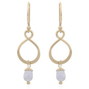 A pair of infinity 925 gold plated dangle earrings with freshwater pearls