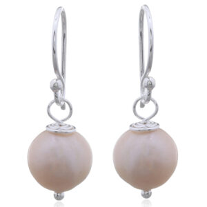 A pair of freshwater champagne pearls 925 sterling silver earrings
