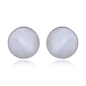 A pair of 10mm round mother of pearl sterling silver stud earrings