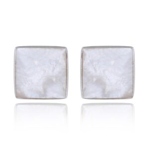 A pair of square sterling silver mother of pearl stud earrings