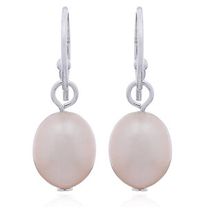 A pair of sterling silver freshwater champagne pearl dangle earrings