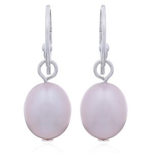 A pair of sterling silver freshwater pink pearl dangle earrings