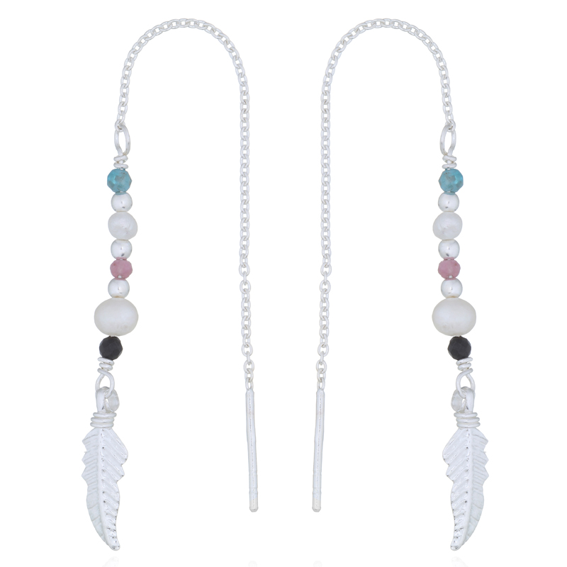 types of silver earrings: threader earrings wholesale