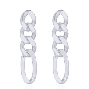 A pair of figaro chain rhodium plated stud earrings