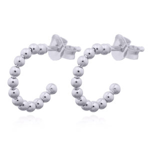 A pair of beaded huggie bijou sterling silver stud earrings