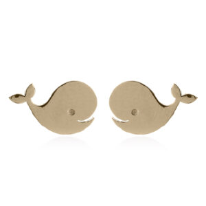 A pair of yellow gold whale 925 studs earrings