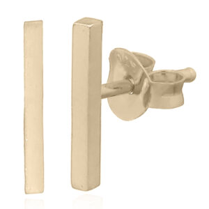 A pair of gold plated rectangle stick silver stud earrings