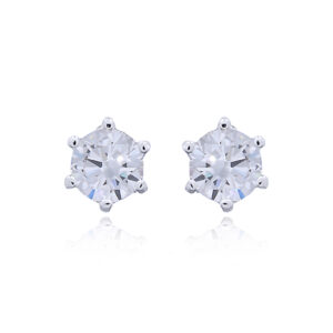 A pair of cubic zirconia blossom silver stud earrings