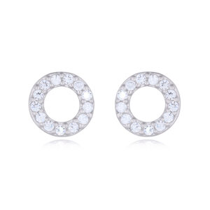 A pair of open circle cubic zirconia silver stud earrings