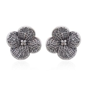A pair of vintage flower oxidized stud earrings 925 silver