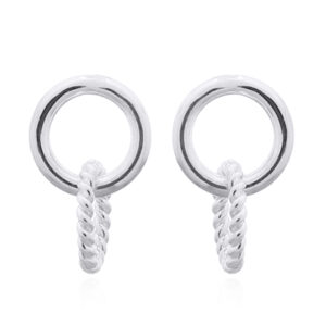 A pair of interlocked twisted circle stud earrings 925 silver