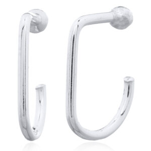 A pair of geometric bar sterling silver huggies