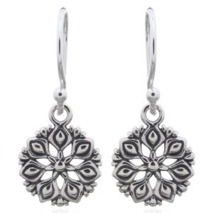 A pair of dahlia flower vintage style 925 silver dangle earrings