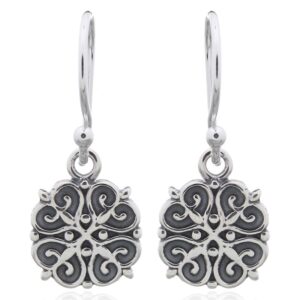 A pair of floral ajoure antiqued 925 silver dangle earrings