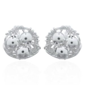 A pair of sterling silver bird's nest stud earrings