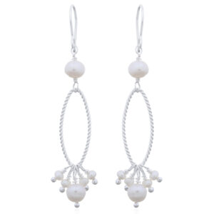 A pair of multiple freshwater pearls chandelier 925 earrings