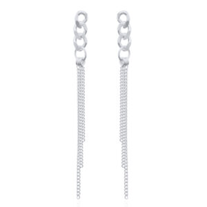 A pair of 925 silver curb chain stud earrings three dangling chains