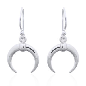A pair of sterling silver crescent moon dangle earrings