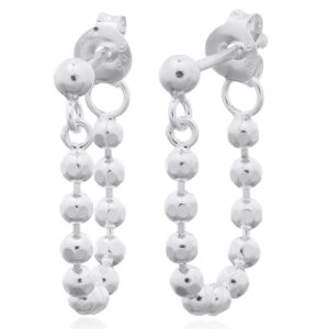 A pair of 925 silver beaded chain stud earrings