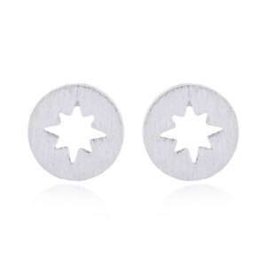 A pair of mini star vector brushed stud earrings 925 silver