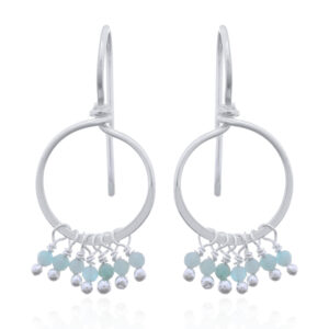 A pair of 925 silver drop earrings with dangling amazonite beads
