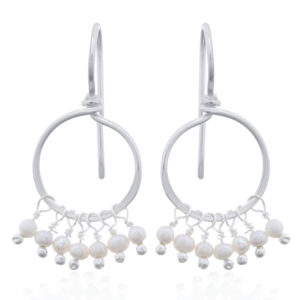 A pair of 925 silver drop earrings with dangling fresh water pearls