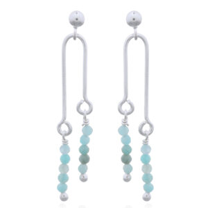 A pair of amazonite beads u-shaped 925 sterling silver stud earrings