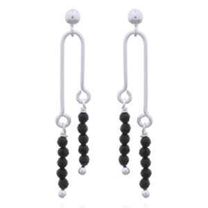 A pair of black agate stones u-shaped 925 sterling silver stud earrings