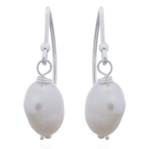 A pair of modern 925 silver freshwater pearl dangle earrings