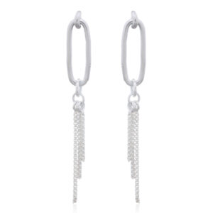 A pair of elegant oval tassel stud earrings 925 silver
