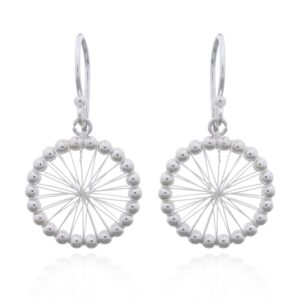 A pair of sterling silver ferris wheel dangle earrings