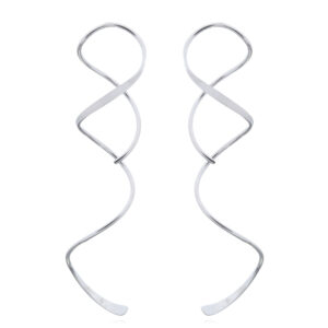 A pair of sterling silver double helix wire stud earrings