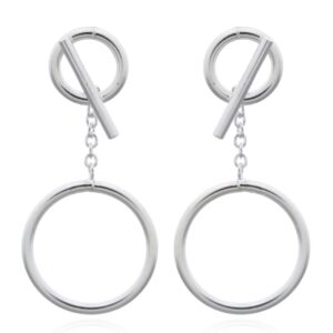 A pair of circle stud earrings with attachable circle charm925 silver