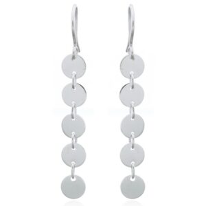A pair of round discs linked 925 silver dangle earrings