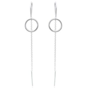 A pair of circle hoop threader earrings 925 silver