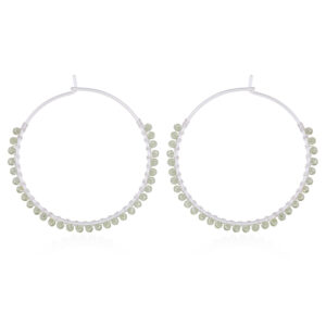 A pair of peridot stone large hoop earrings 925 silver