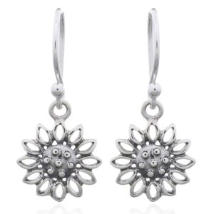 A pair of sunflower dangle earrings 925 sterling silver
