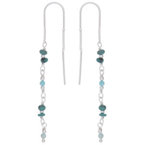 A pair of simply alluring turquoise with amazonite threader earrings 925 silver