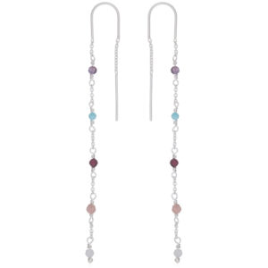 A pair of delightful precious mixed stones threader earrings 925 silver