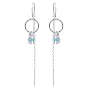 A pair of dangling amazonite sterling silver threader earrings