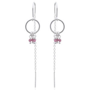A pair of tourmaline stone charms in ring threader earrings 925 silver