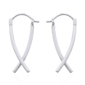 A pair of sterling silver criss-cross bars hoop earrings