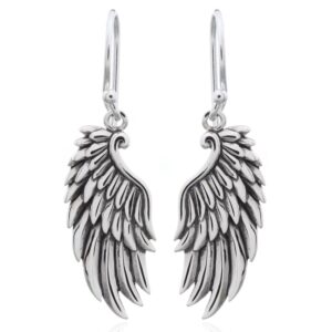 A pair of guardian angel wing 925 silver dangle earrings