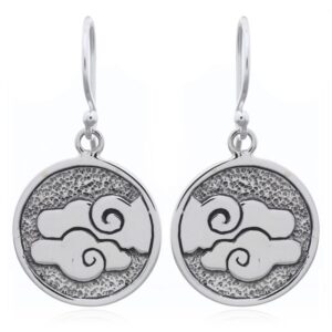 A pair of clouds on disc 925 sterling silver dangle earrings
