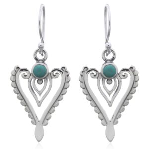 A pair of hearty green synthetic stone sterling silver dangle earrings
