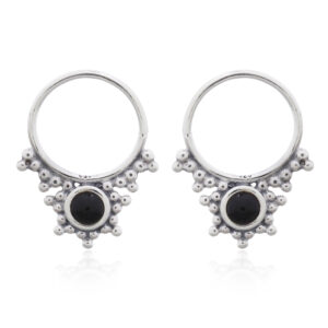 A pair of sterling silver dainty tribal black synthetic septum ring