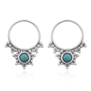 A pair of sterling silver dainty green synthetic stone septum ring