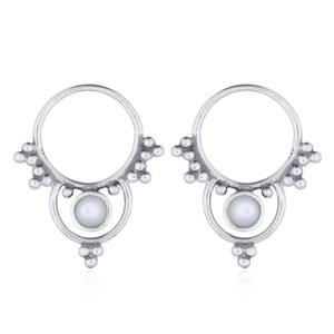 A pair of dainty boho septum hoop mother of pearl 925 silver earrings